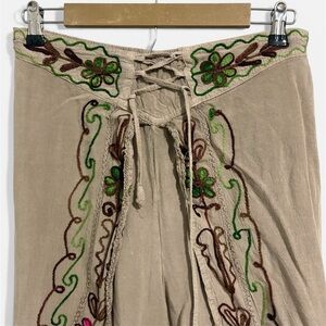 Embroidered Beige Wrap Costume Pants